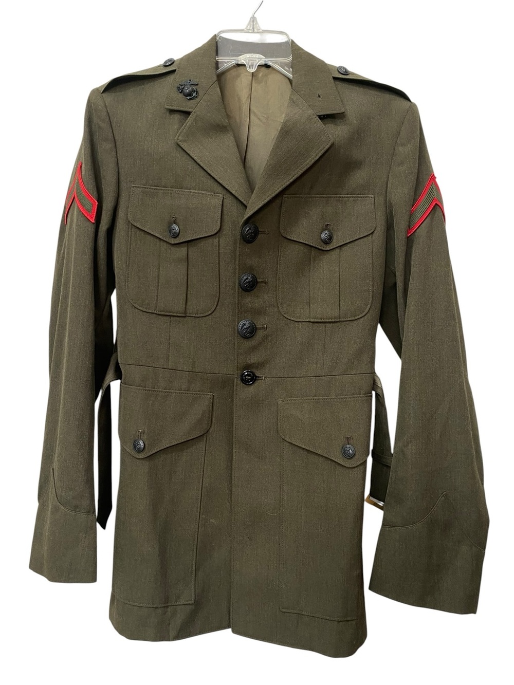 Vintage USMC Alpha Business Green Military Wool Jacket 36R FLAWS costume - Picture 6 of 16